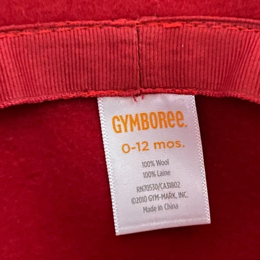 Gymboree‎ Felted 100% Wool Bow Cloche Red Hat Baby Girl Size 0–12 Months